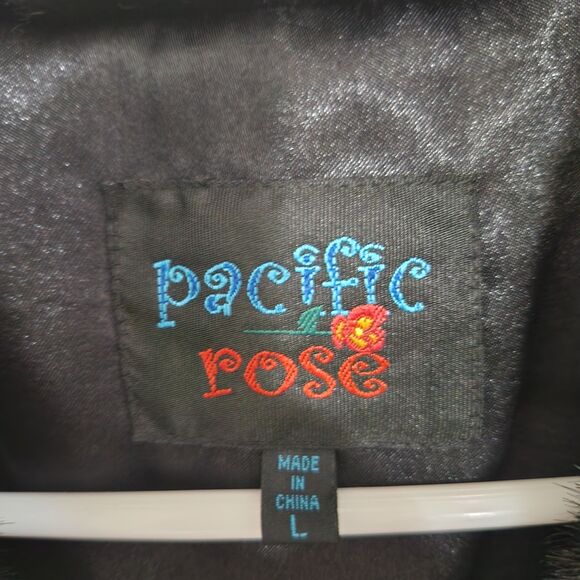 Pacific Rose Womens Black Faux Fur Mob Wife Old Money Indie Sleaze Coat Large - Picture 3 of 6